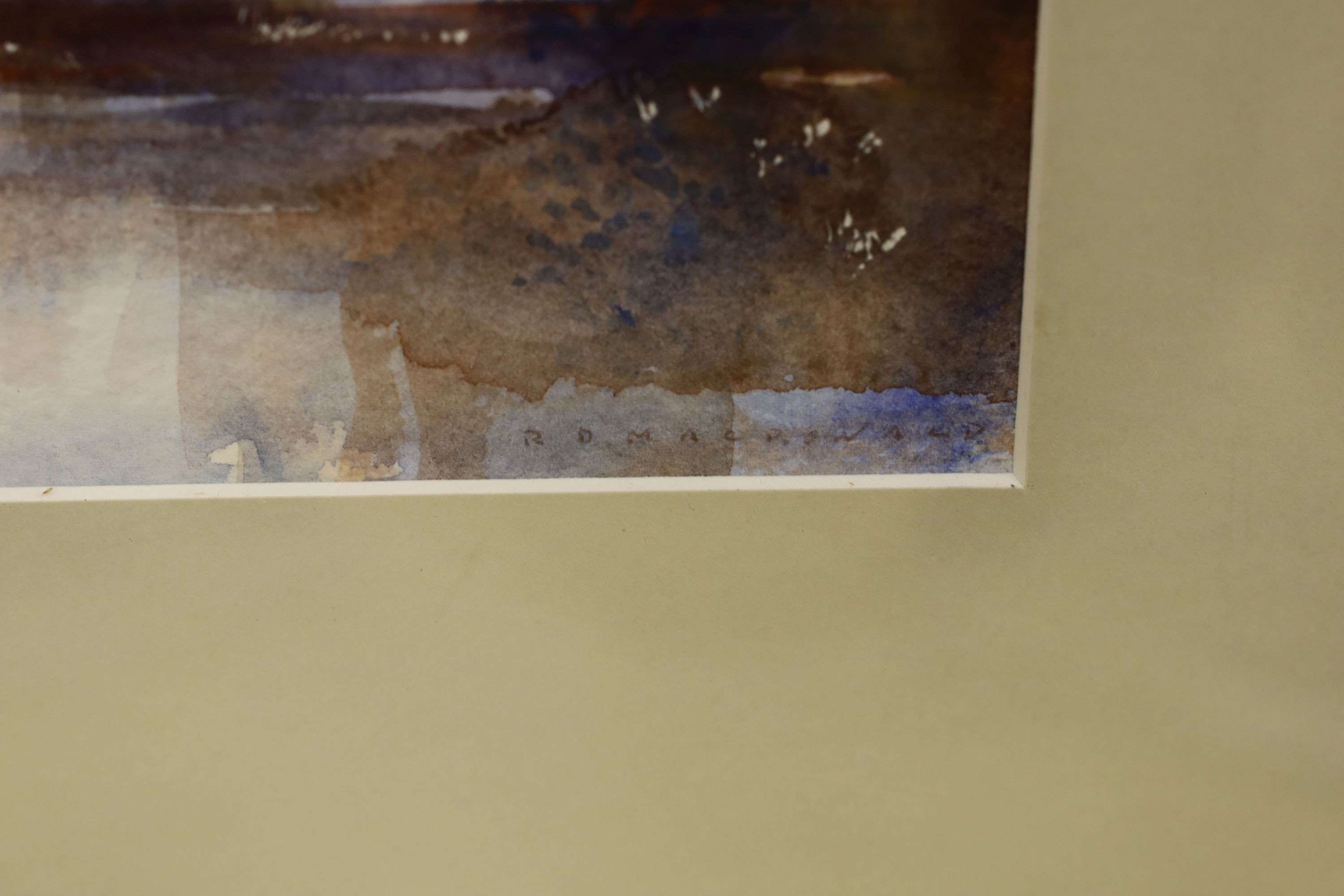 Sir Roderick Macdonald (1921-2001), watercolour, 'Ben Tianavaig and Sound of Raasay, Skye', signed and titled, 15 x 24cm